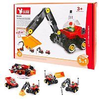 Машинка Собери сам "Строительная техника 5 в 1", в наборе 42 детали + 5 карт