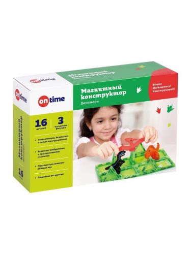 Магнитный конструктор  On Time Динозавры 16 деталей 45191