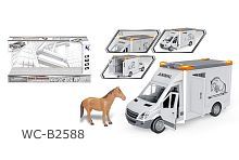 Машинка "Перевозка лошадей", с открывающими дверцами, фигуркой лошадки, со световыми и звуковыми эффектами, 39x12x17