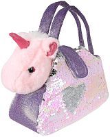 Мягкая игрушка Fluffy Family Единорог в сумочке с пайетками, 18 см