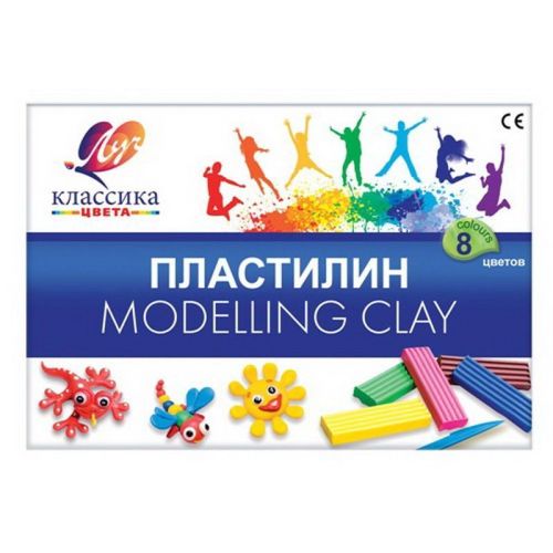 Пластилин Классика (Детство) 8 цветов, стек, 160 гр