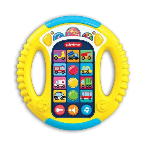 Музыкальная игрушка Азбукварик Музыкальный руль Весёлые машинки жёлтый фото 2