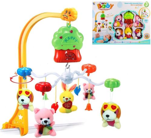 Мобиль на кроватку заводной Зверята, кор.