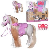 Фигурка Junfa Лошадка белая с розовой амуницией, 16х5х17