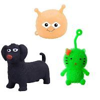 Антистресс - тянучки Junfa: котенок-пушистик, собака такса, монстрик 3шт