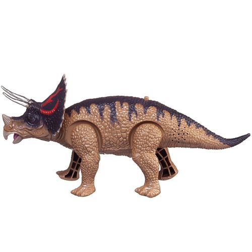 Динозавр Junfa Трицератопс, движение, световые и звуковые эффекты, коричневый фото 3