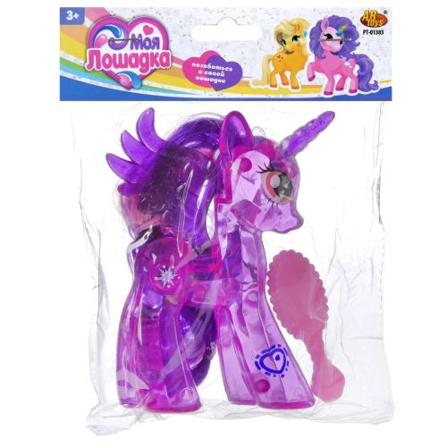 Пони-единорог ABtoys Моя лошадка фиолетовая с подсветкой фото 5