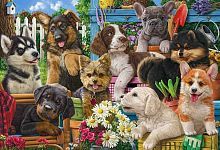 Алмазная мозаика Счастливые щеночки, 40х50 см, 27 цв, частич. заполнение, с подр.