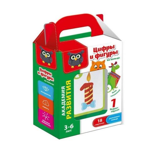 Игра настольная"Карточки на кольце "Цифры и фигуры"