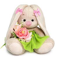 Зайка Ми с летним букетом 15 см