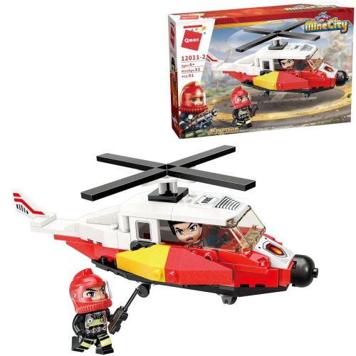 Конструктор Qman серия MineCity Пожарный вертолет 91 деталь