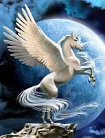 Алмазная мозаика Лунный единорог, 40х50 см, 30 цв, полн. заполнение, с подр.