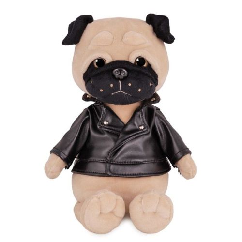 мягкая игрушка мопс мопси в кожаной куртке 20 см Мягкая игрушка Мопс Мопси в Кожаной Куртке 20 см