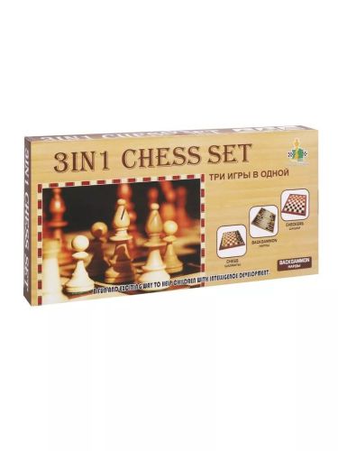 Настольная игра 3 в1 Шахматы, шашки, нарды игровое поле 35х35 см фото 3