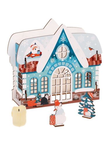 Домик Деда Мороза зимний с LED-свечой