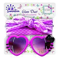 Солнцезащитные очки для детей и повязка для волос, цвет розовый