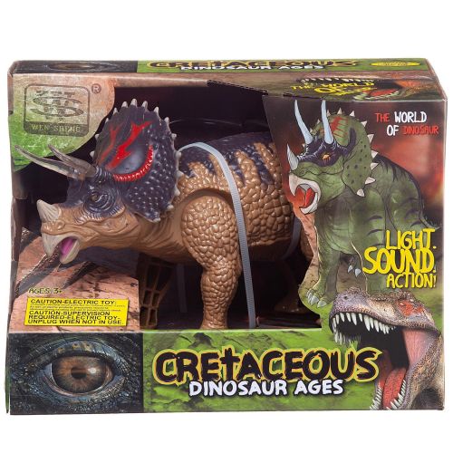 Динозавр Junfa Трицератопс, движение, световые и звуковые эффекты, коричневый фото 5