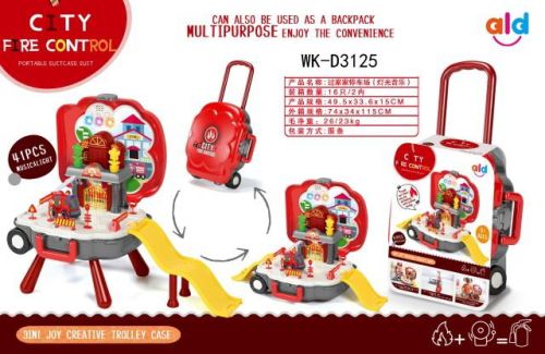 Чемоданчик-парковка "Пожарная станция", со световыми и звуковыми эффектами