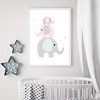Интерьерный дизайнерский постер "Слоники" (размер А3)