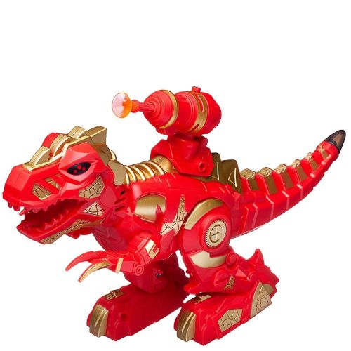 Динозавр-робот Junfa с ракетной установкой, электромеханический, свет, звук, красный фото 4