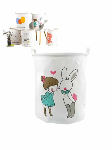 Корзина для хранения игрушек Девочка и Зайка 35х35х45 см 008-299 фото 4