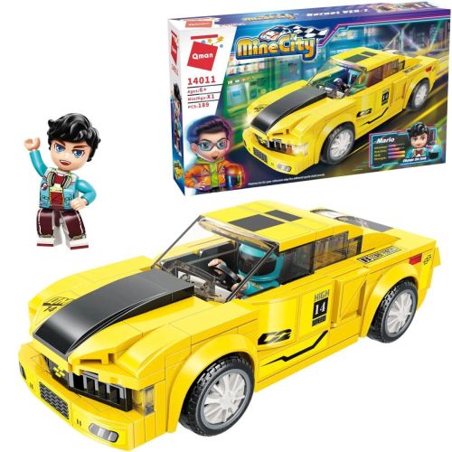Конструктор Qman серия MineCity Гоночная машина желтая 189 деталей