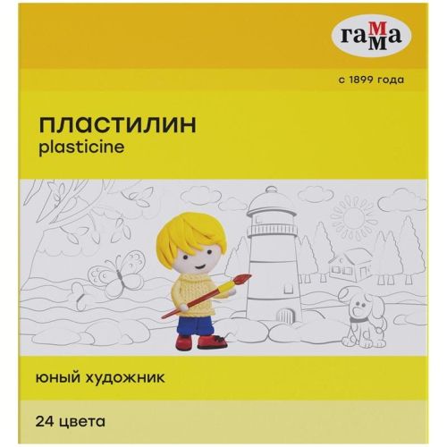 Пластилин Гамма Юный художник 24 цвета, 336г, со стеком