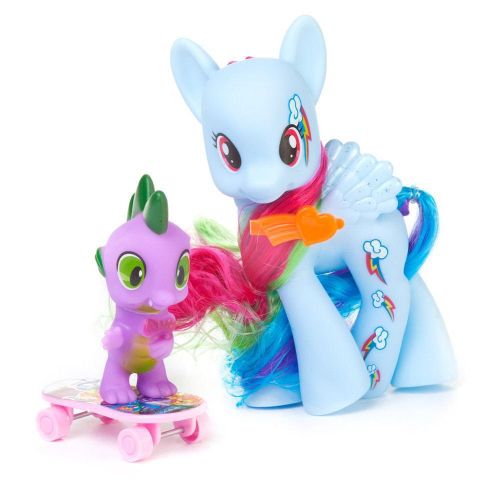 Пони с малышом дракончиком, скейтбордом и аксессуарами фото 3