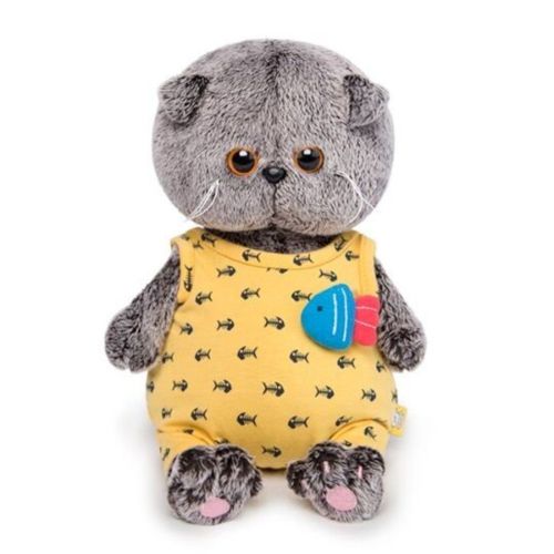 Басик BABY в желтом комбинезоне с рыбкой 20 см