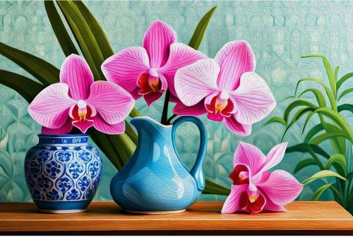 Алмазная мозаика Цветы орхидеи, 30х40 см, 30 цв., полн. заполнение, с подр.