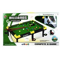 Настол.игра бильярд,в компл. игр. стол 38х49,5х15,5см.,шары 16шт.,треугольник,кий 2шт.,мостики 2шт.,кор.
